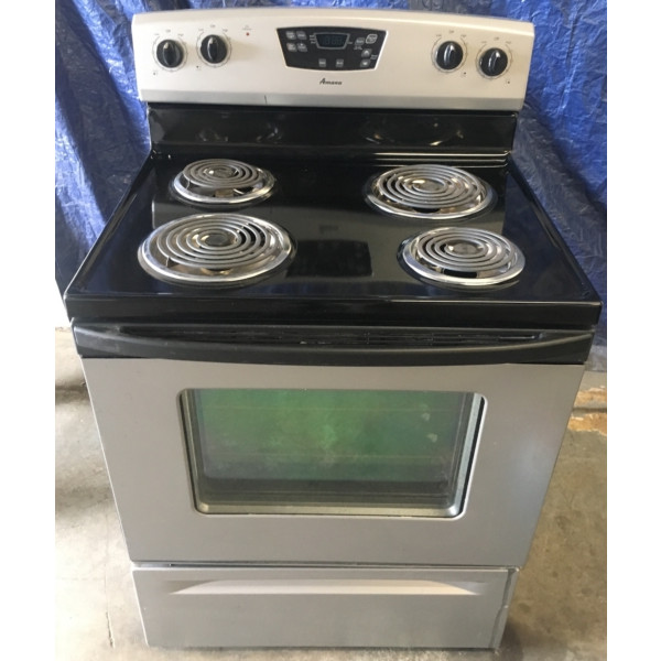 Black CoilTop Amana (Maytag) 30" Freestanding Electric Range, 1Year