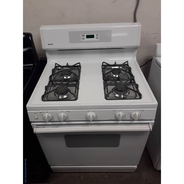 Kenmore White GAS Range, 4 Burners, Storage Drawer, 30″ Wide, Quality Refurbished, 1-Year Warranty Parts Only