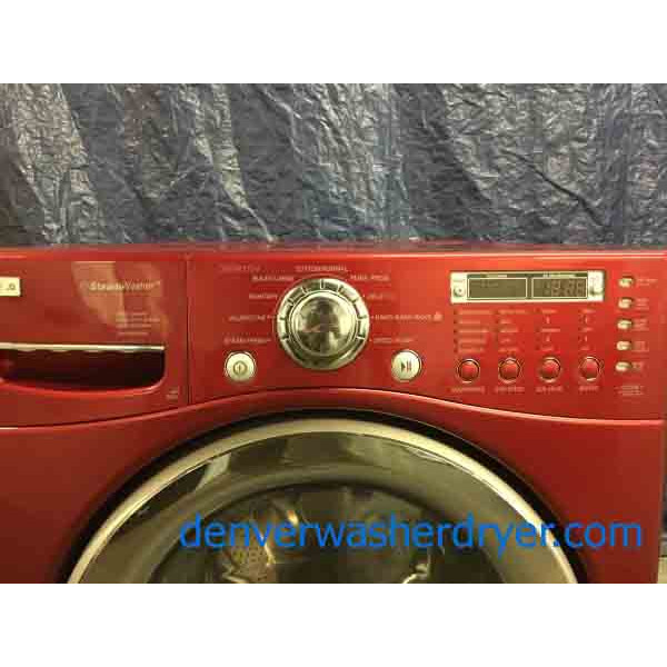 Beautiful Red LG Steam Washer