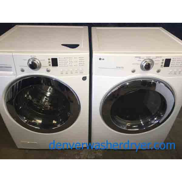 Clean LG Front-Load Washer and Matching Dryer, Stackable, 220v