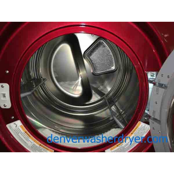 Beautiful Red LG Front Load High Efficiency Washer and Dryer on