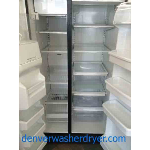 Black SxS Kenmore Refrigerator, in-door ice/water, 25 cu.ft.