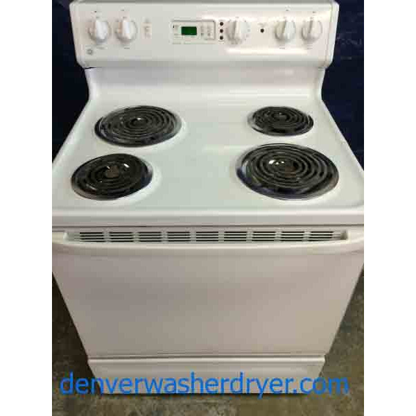 GE Stove, White, Electric, Self Clean