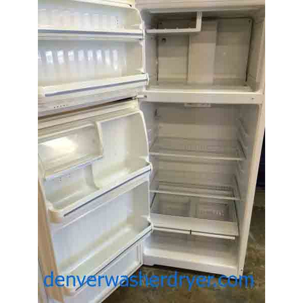 GE Refrigerator, White, 16 cu ft, glass bottom shelf