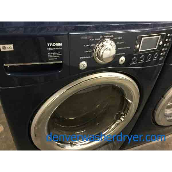 Beautiful BLUE LG Front-Load Washer, Electric Dryer, Stackable, Steam & Sanitary Cycles!