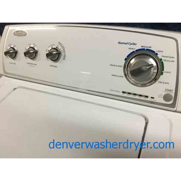 Full-Size Whirlpool Laundry Set, Super Capacity Washer, Electric Dryer – 5 year