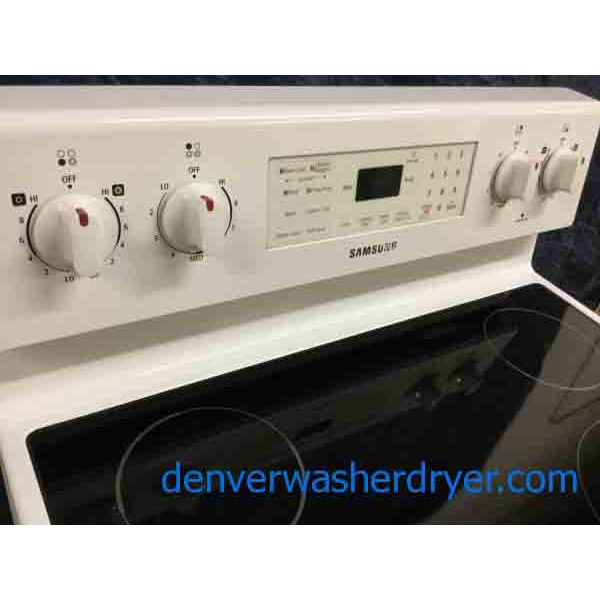 30" Freestanding White GlassTop Samsung Stove/Oven, Electric, Clean