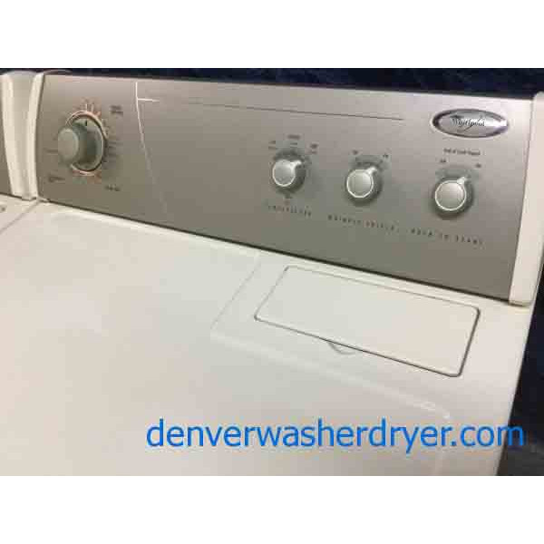 Whirlpool Direct-Drive Washer, Electric Dryer, Almond Color, Heavy Duty, Quality Refurbished with 2 Year Warranty