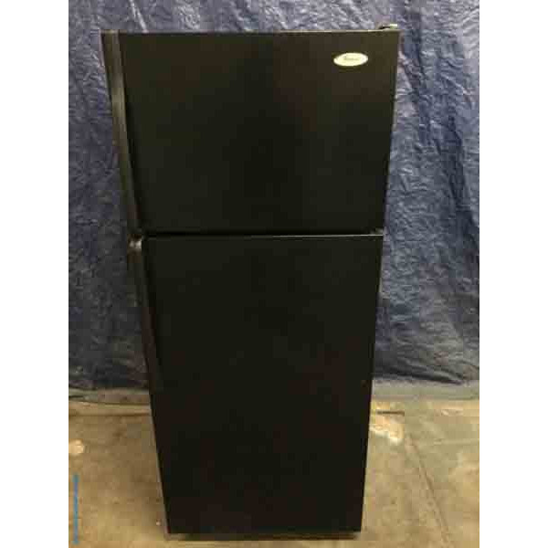 16 Cu. Ft. Top Freezer Whirlpool Refrigerator & Black Glass-Top Stove by GE
