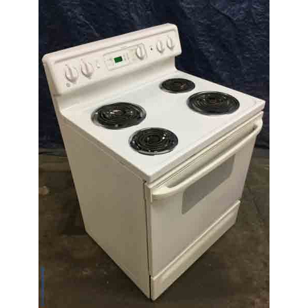 30" CoilTop Stove, White, GE, Electric, SelfCleaning, 1Year Warranty