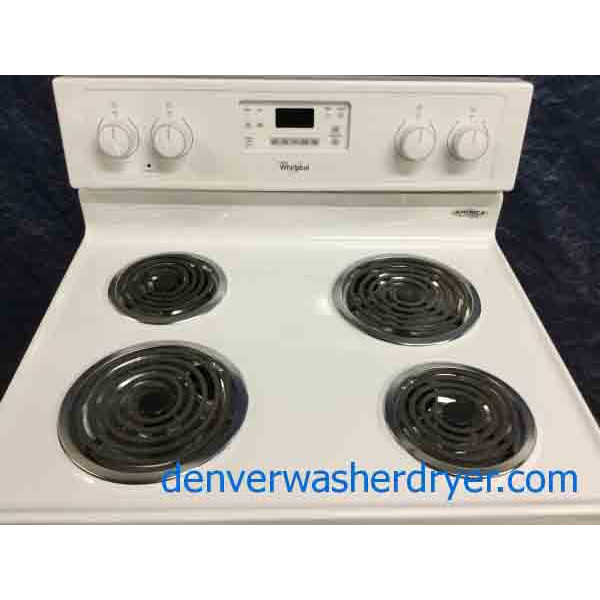 Newer Model Whirlpool Electric Range, 30″ Freestanding, White, Electric, Self Cleaning