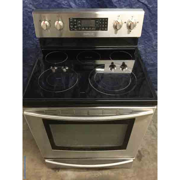 Used Stainless Samsung Range, Glass-Top, Electric, 1-Year Warranty!