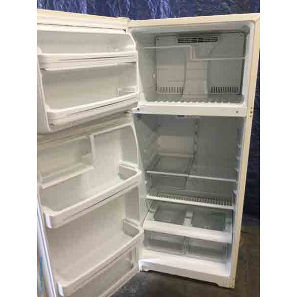 Used GE Refrigerator, Almond Color, 18 Cu. Ft., Clean and Cold, 1-Year Warranty!