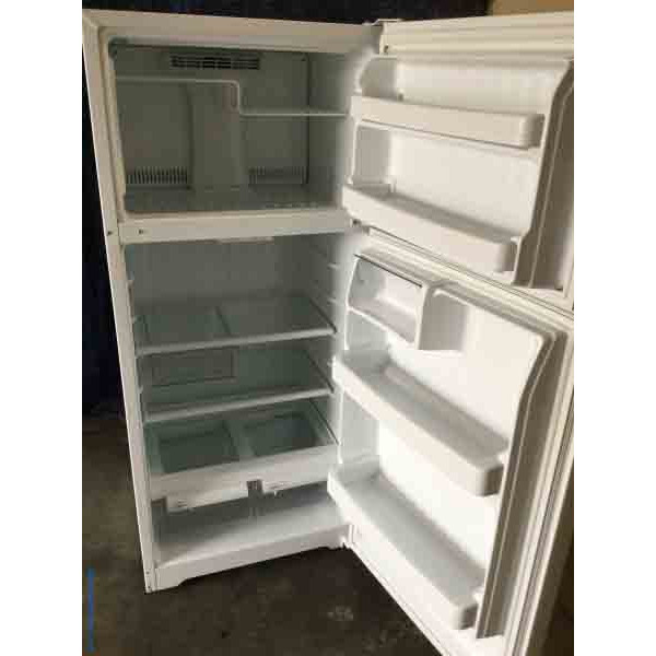 Used White Refrigerator, GE, 17 Cu. Ft., Clean, Cold, Working Great!-White Coil-Top Electric Stove, GE, Clean and Hot, 1-Year Warranty
