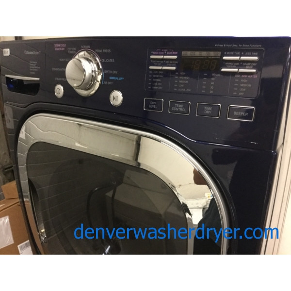 Navy Blue LG Front-Load Laundry Set, Direct-Drive HE Washer w/ Steam/Sanitary Cycles, Electric Steam Dryer, 1-Year Warranty!