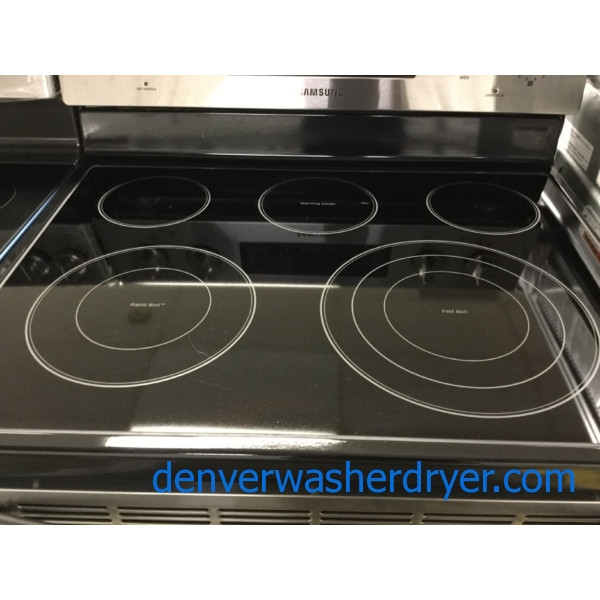Brand-New Stainless Steel Samsung Range, Glass-Top Stove, Convection Oven, 1-Year Warranty
