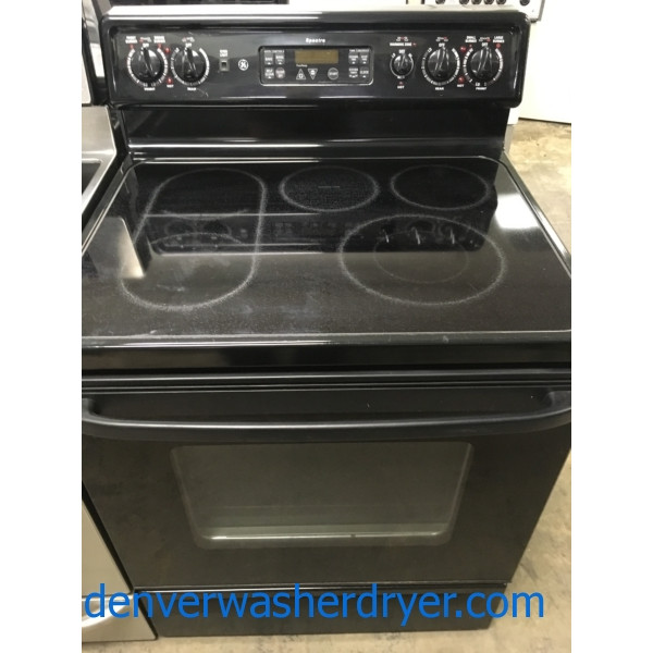 Glorious GE Range, Black, Electric, 30″, Self-Cleaning, 5-Burner, Fantastic Condition, 1-Year Warranty!