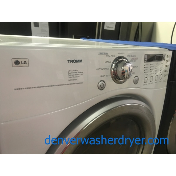 Quality Refurbished HE 27″ LG Stackable Front-Load Steam-Washer & *GAS* Dryer Set w/Pedestals, 1-Year Warranty