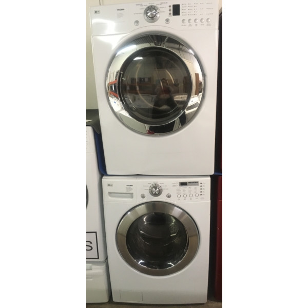 27″ LG Front-Load Stackable Washer with Sanitary & 220V Dryer, 1-Year Warranty