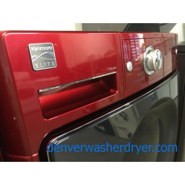 Kenmore ELITE Cherry Red Front-Load Set, Electric, HE, Energy-Star, Stackable, Quality Refurbished, 1-Year Warranty!