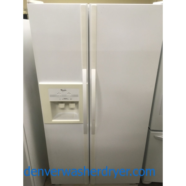 Lovely Whirlpool Side-by-Side Refrigerator, White, Capacity 25.2 Cu.Ft., Quality Refurbished, 1-Year Warranty!