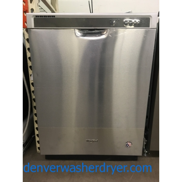 NEW!! Whirlpool Stainless Dishwasher, Plastic Tall Tub, Built-In, Sanitize Rinse Option, 30-Day Warranty