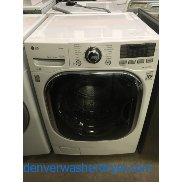 NEW!! LG Steam Washer, White, Stainless Drum, HE, Allergenie and Sanitary Features, 1-Year Warranty!
