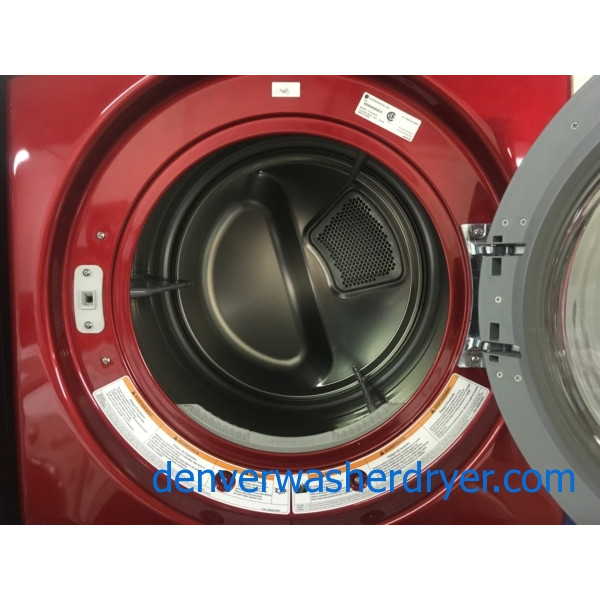 Great LG Wild Cherry Red Dryer, Electric, HE, 7.3 Cu.Ft. Capacity, Stainless Drum, Electric, Sanitary, Quality Refurbished, 1-Year Warranty!