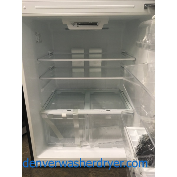 NEW!! Insignia Top-Mount Refrigerator, Stainless fridge and Great GE 30″ Range, Free-Standing, Black/Stainless, 220V, Capacity 5.0 Cu.Ft., Quality Refurbished, 1-Year Warranty!