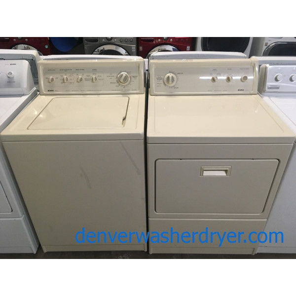 Awesome Bisque Kenmore 90 Series Set, Heavy-Duty, Agitator, 27″ Wide, 220V, Quality Refurbished, 1-Year Warranty!