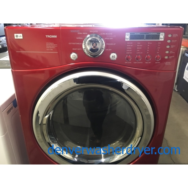 Nice LG Front-Load TROMM Dryer, Cherry Red, Sensor Dry, Capacity 7.3 Cu.Ft., Anti-Bacterial, Wrinkle Care Option, Quality Refurbished, 1-Year Warranty!