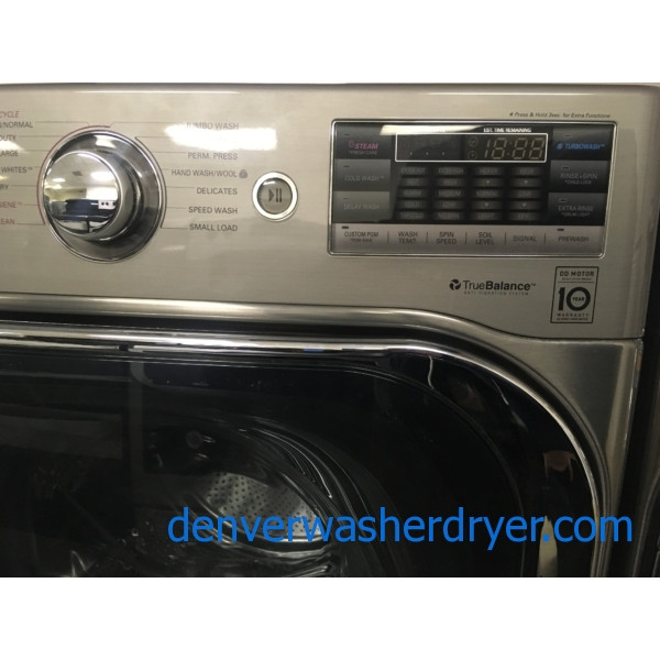 LG Steam Front-Load Washer, Graphite Steel, HE, Sanitary and Allergiene Cycles, Capacity 5.1 Cu.Ft., Quality Refurbished, 1-Year Warranty!