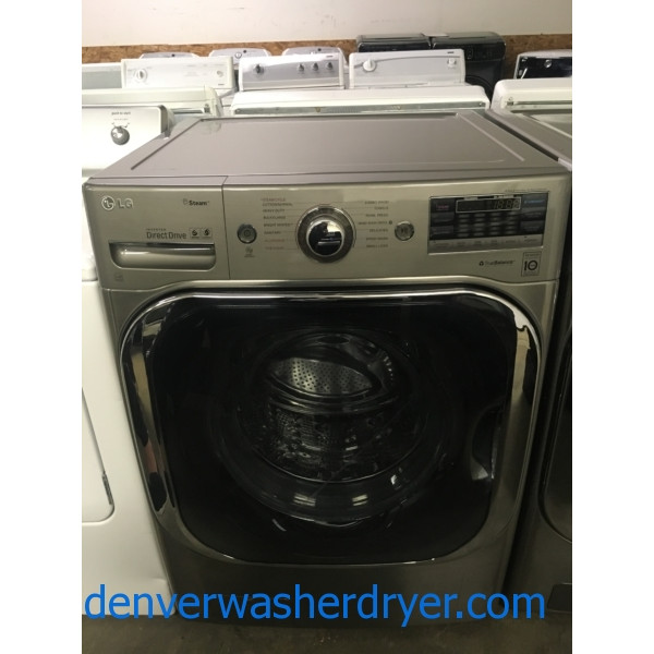 LG Steam Front-Load Washer, Graphite Steel, HE, Sanitary and Allergiene Cycles, Capacity 5.1 Cu.Ft., Quality Refurbished, 1-Year Warranty!
