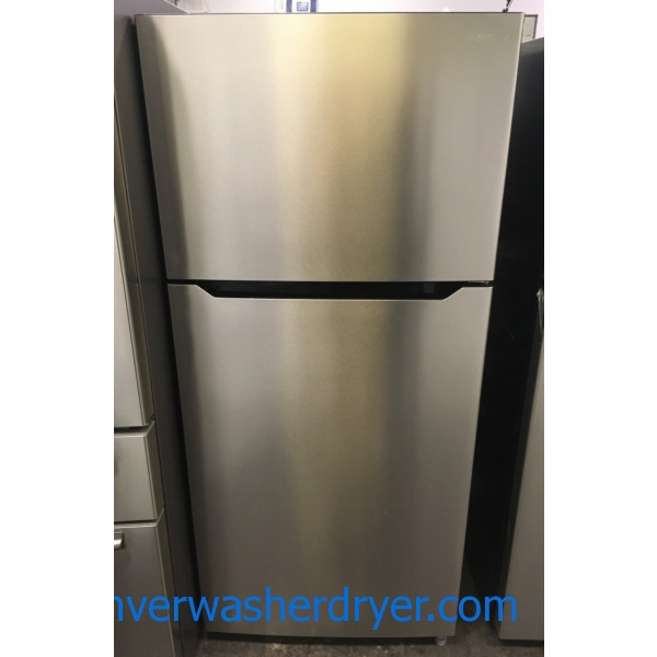 NEW!! Insignia Top-Mount Refrigerator, Stainless, Capacity 18.0 Cu.Ft., LED Lighting, 30″ Wide, 1-Year Warranty!