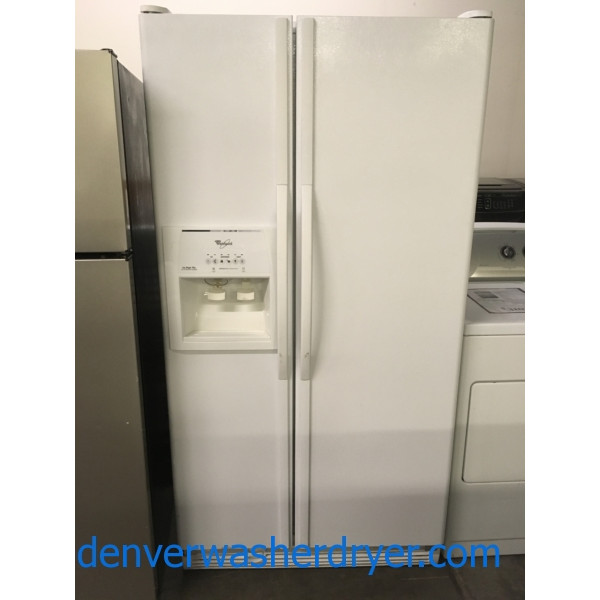Great Side-X-Side Whirlpool Refrigerator, White, 36″ Wide, Ice/Water Dispenser, 25.4 Cu.Ft. Capacity, Quality Refurbished, 1-Year Warranty!