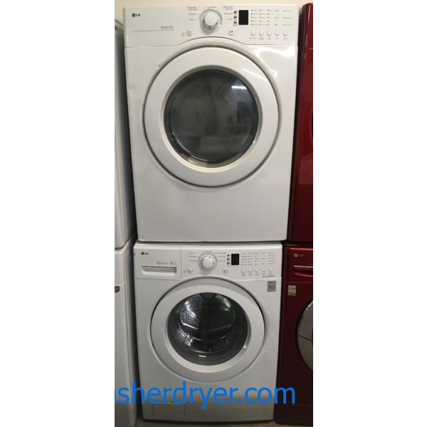 Stacked Lg Washer And Dryer Set He Tub Clean Cycle Sensor