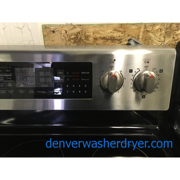 Newer SAMSUNG Stainless Range, Glass-Top, Steam/Self Cleaning, Flex Duo Convection Oven, Warming Center, Quality Refurbished, 1-Year Warranty!