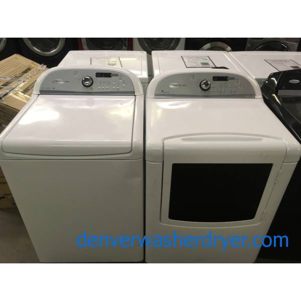 Great Whirlpool Cabrio Set, White, HE, 220V, Wash-Plate Style, Wrinkle Shield Option, Energy-Star Rated, Quality Refurbished, 1-Year Warranty!