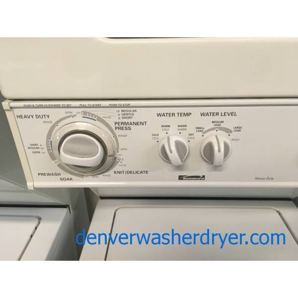 Heavy-Duty Kenmore Laundry Center, Agitator, 24″ Wide, 220V, Washer 1.5 Cu.Ft. Capacity, Dryer 3.4 Cu.Ft. Capacity, Quality Refurbished, 1-Year Warranty!