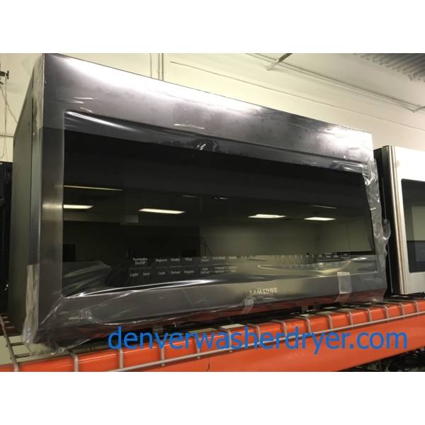 NEW!! SAMSUNG Black Stainless Microwave, Over the Range, Sensor Cooking, LED Lighting, 2.1 Cu.Ft. Capacity, 1-Year Warranty!