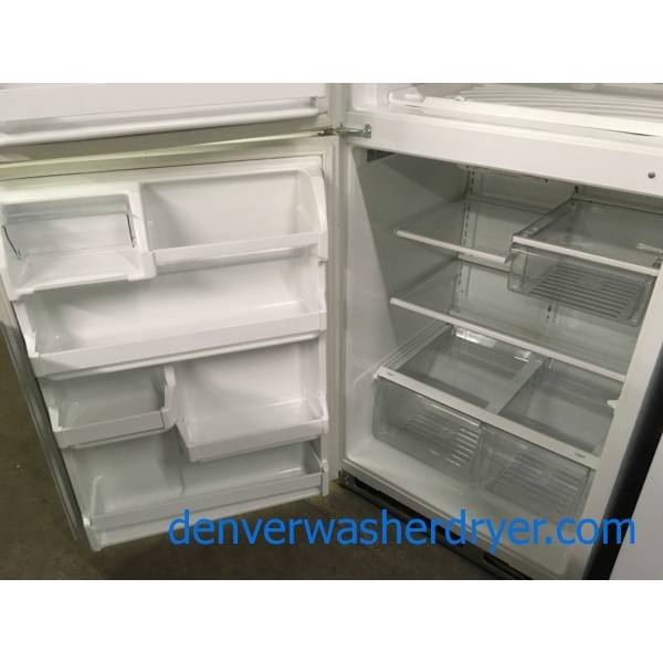 Whirlpool Top-Mount Refrigerator, Textured, White, 18.1 Cu.Ft. Capacity, 4 Glass Shelves, 30″ Wide, Quality Refurbished, 1-Year Warranty!