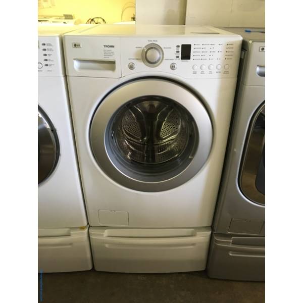 LG Front-Load Washer w/ Pedestal, White, HE, Stainless Drum, 3.6 Cu.Ft. Capacity, Stain and Quick Cycle Options, Quality Refurbished, 1-Year Warranty!