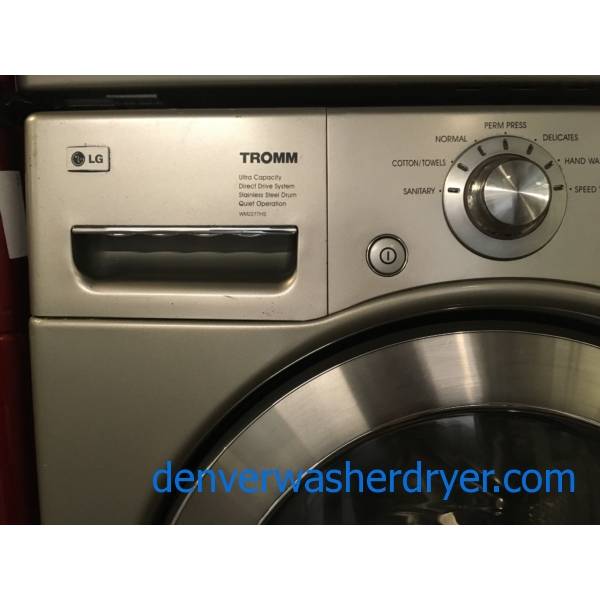 LG Front-Load Washer and Dryer, Titanium, HE, Electric, Sanitary Cycle, Wrinkle Care, 27″ Wide, Stainless Drum, Quality Refurbished, 1-Year Warranty!