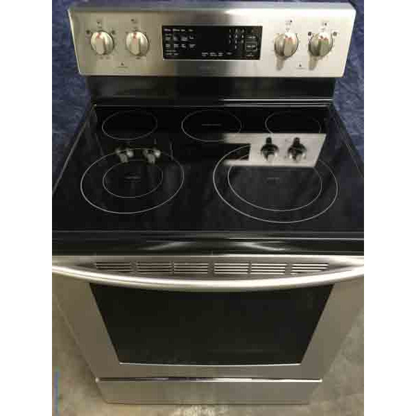 5-Burner Glass-Top, Convection Oven, Used Stainless Range, Samsung 30″ Freestanding, Electric, 1-Year Warranty!