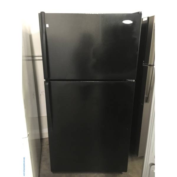 Whirlpool Black Refrigerator, Top-Mount, 33″ Wide, Clear Humidity Control Crispers, 21.0 Cu.Ft. Capacity, Quality Refurbished, 1-Year Warranty!