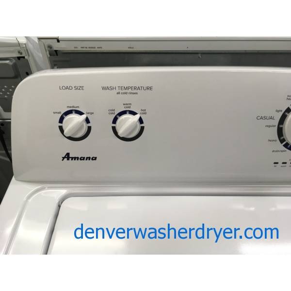 Lightly Used Amana Top-Load Washer, GE White Glass Top Range, Brand New Amana White Top Mount Refrigerator, Quality Refurbished, 1-Year Warranty!