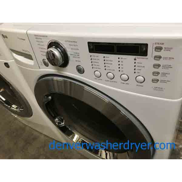 Stackable LG Front Load Washer (4.5 Cu. Ft.), and *Gas* Dryer (7.4 cu. ft.) With Steam, 1-Year Warranty