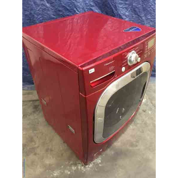 LG 27″ Front-Loading, Steam Washer, Colored in Cherry Red, 1-Year Warranty