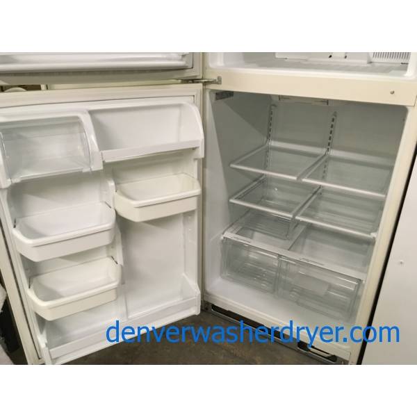 Whirlpool Top-Mount Refrigerator, Bisque, 5 Glass Shelves, Humidity Control Crispers, Quality Refurbished, 1-Year Warranty!