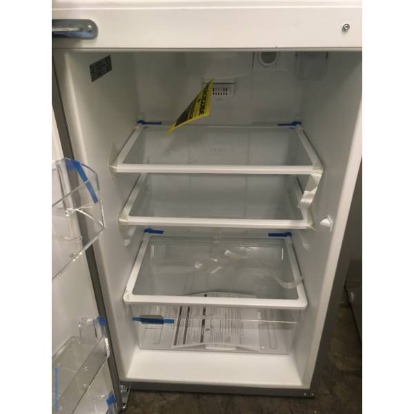 NEW! Scratch/Dent Whirlpool Stainless Top-Mount Refrigerator, 10.7 Cu.Ft. Capacity, Humidity Control Crisper, 25″ Wide, 1-Year Warranty!
